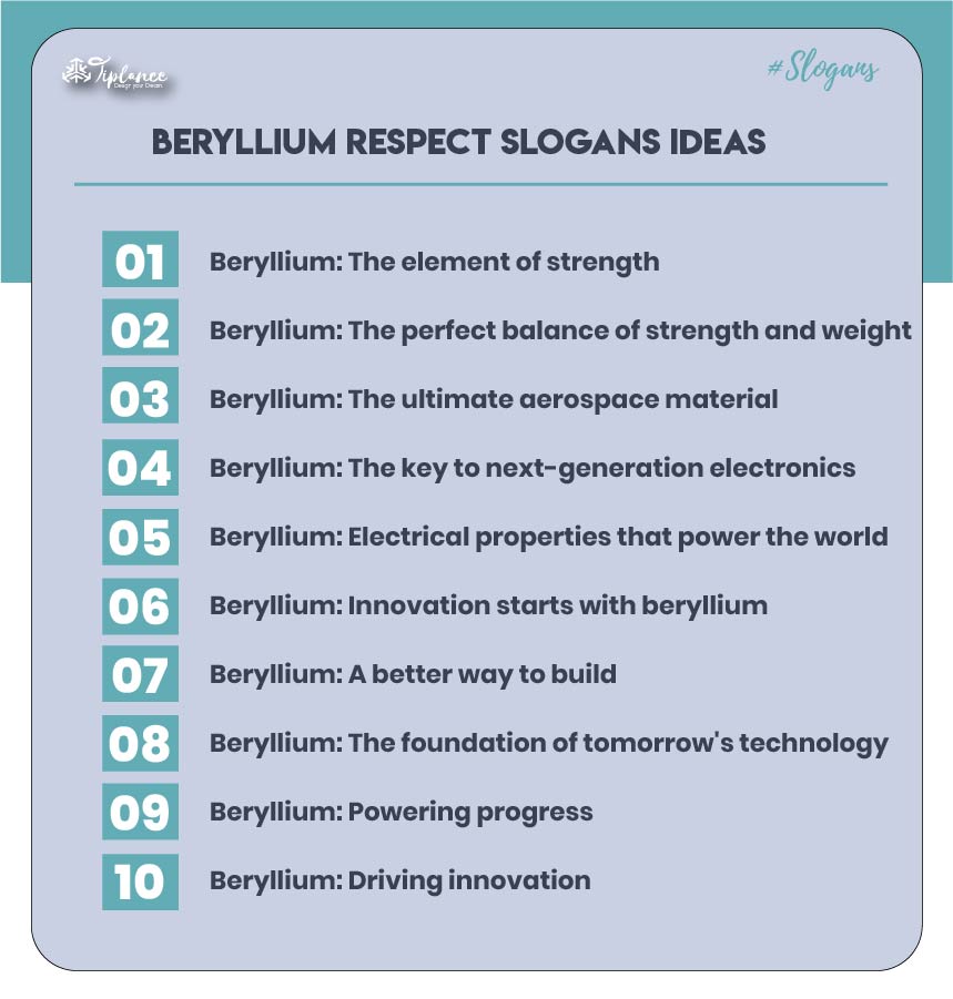 Catchy Beryllium Slogans Taglines