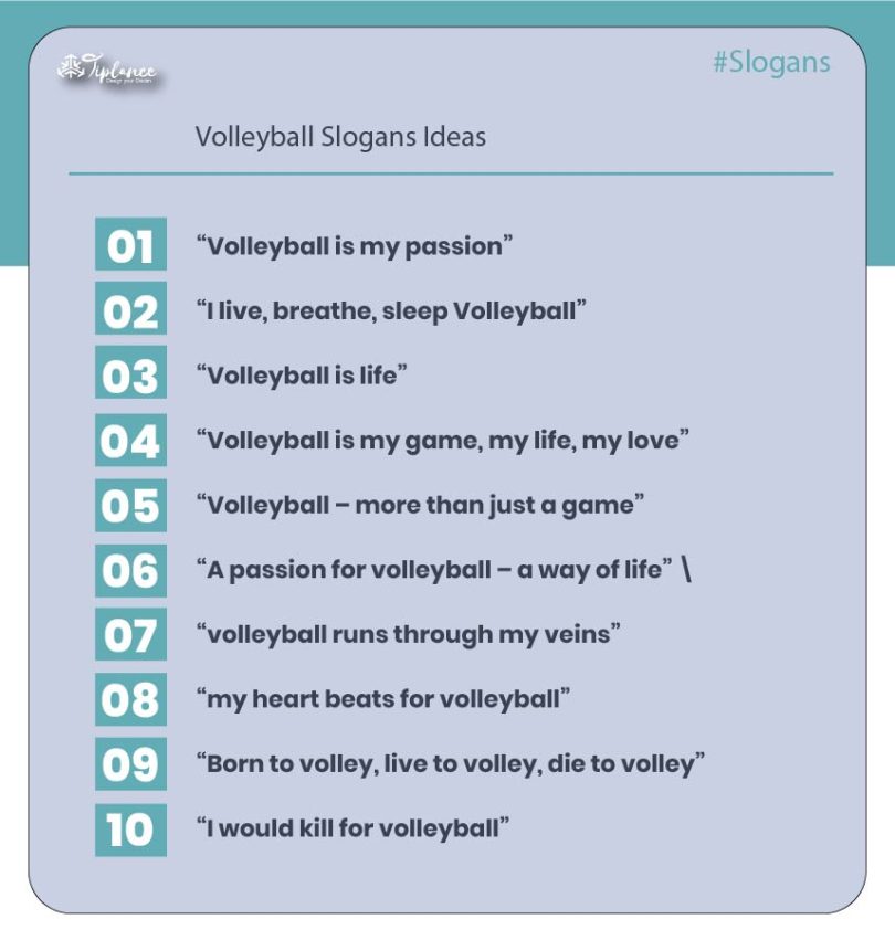 Creative Volleyball Slogan Taglines Examples Tiplance