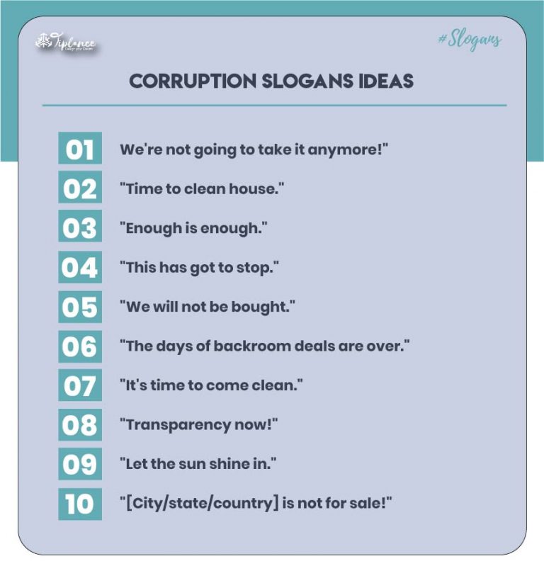 115+ Catchy Corruption Slogans Taglines & Ideas - Tiplance