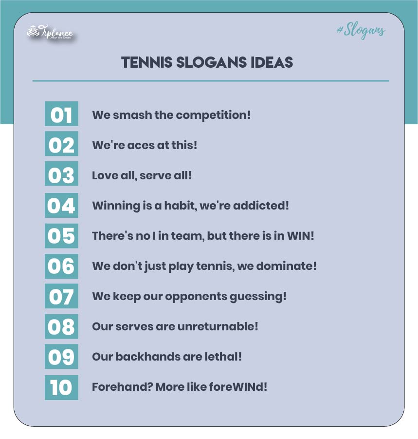 Catchy Tennis Slogans Ideas Tiplance