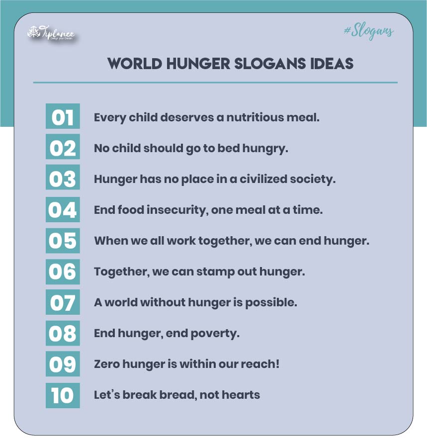 Catchy World Hunger Slogans Samples