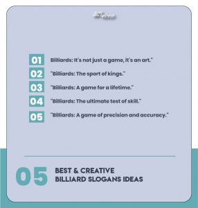 Creative Billiard Slogans Sample & Example