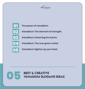 Creative Vanadium Slogans & Taglines Samples
