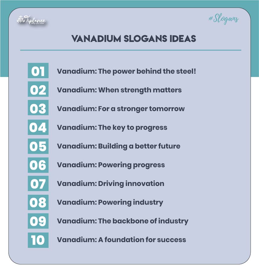 Creative Vanadium Slogans & Taglines