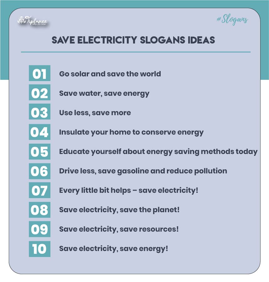 Creative Save Electricity Slogans Ideas Tiplance
