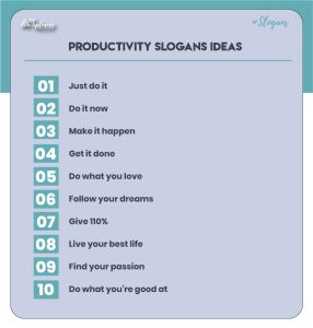 Catchy slogans for productivity