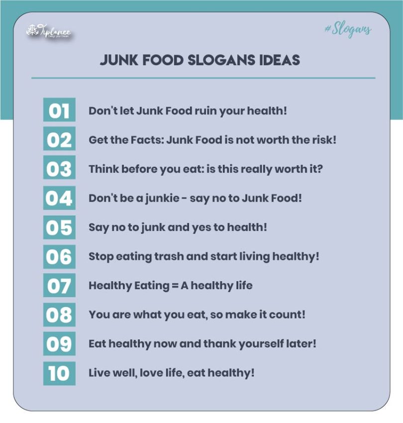 Anti junk food slogans - Tiplance