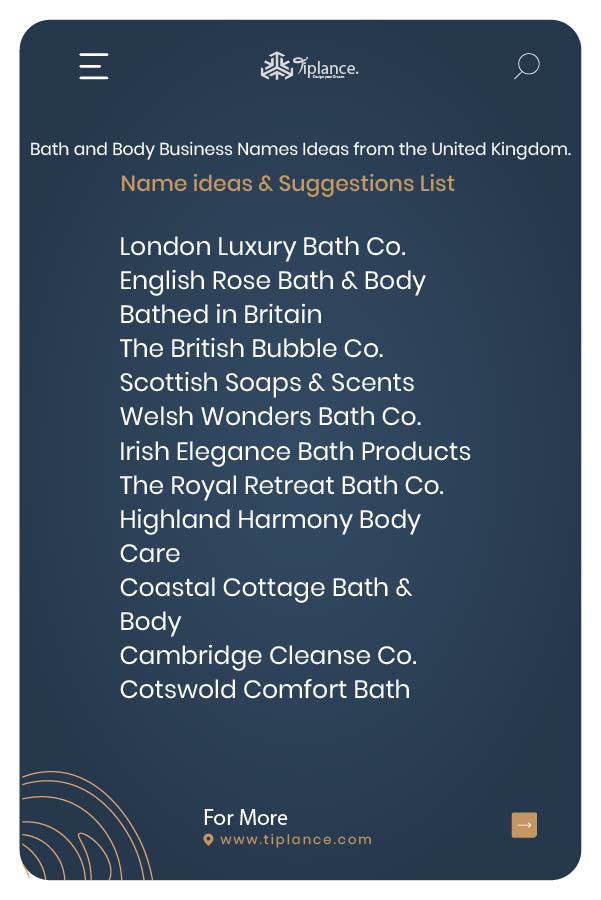 Bath and Body Business Names Ideas from the United Kingdom.