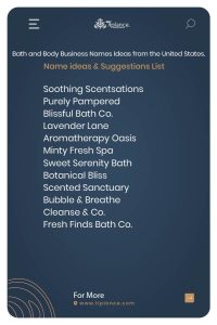 Bath and Body Business Names Ideas from the United States.