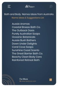 Bath and Body Names Ideas from Australia.