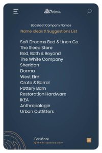 Bedsheet Business Names Ideas from United Kingdom.