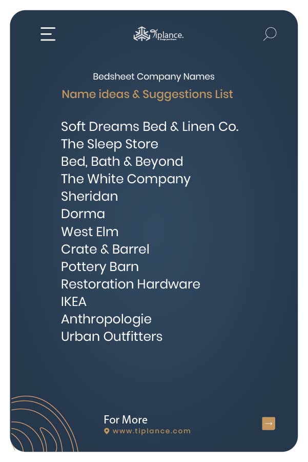 Bedsheet Business Names Ideas from United Kingdom.
