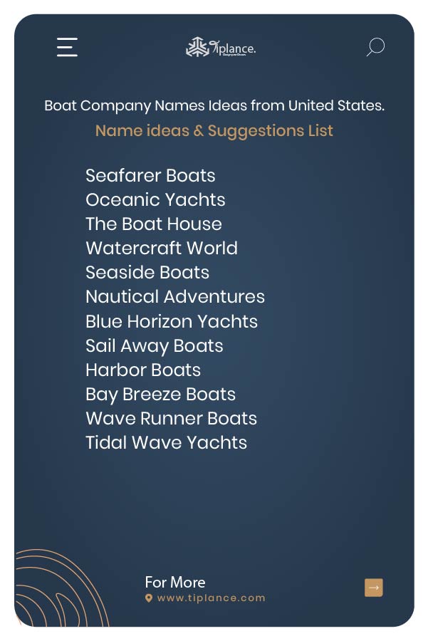 Boat Company Names Ideas from United States.