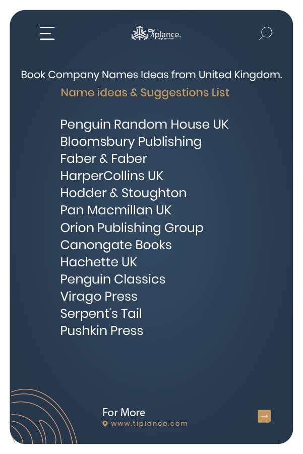 Book Company Names Ideas from United Kingdom.