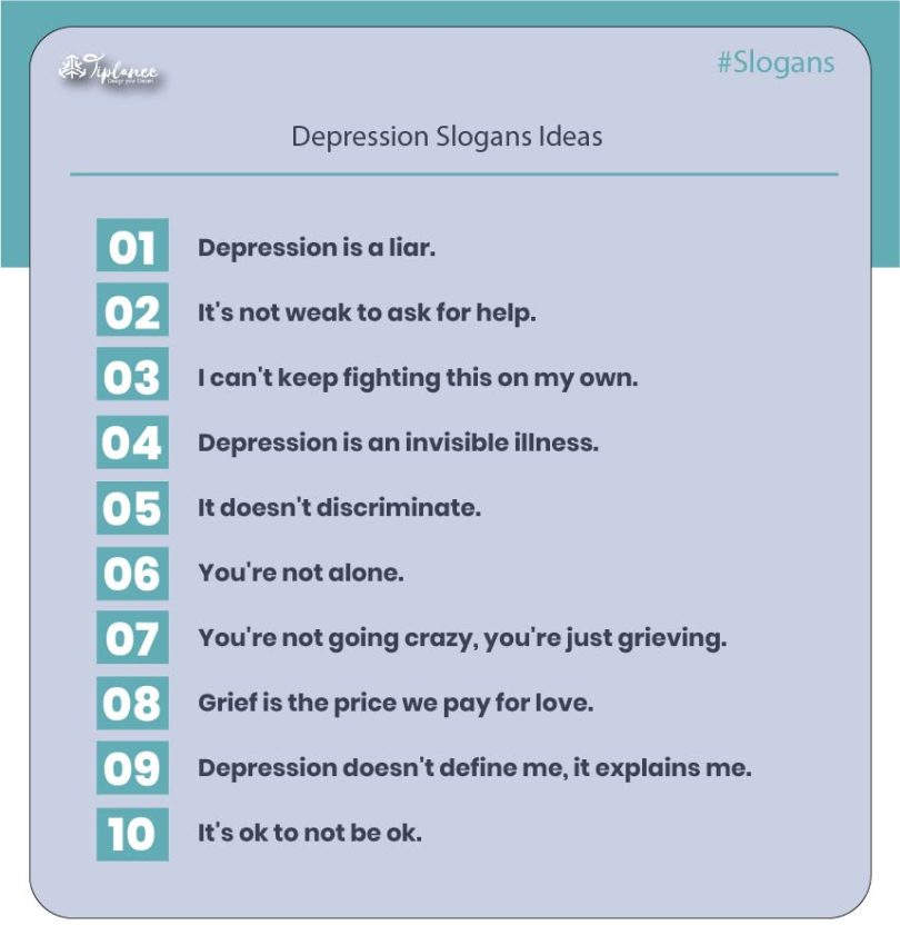 123+ Powerful Depression Slogans Taglines & Ideas - Tiplance