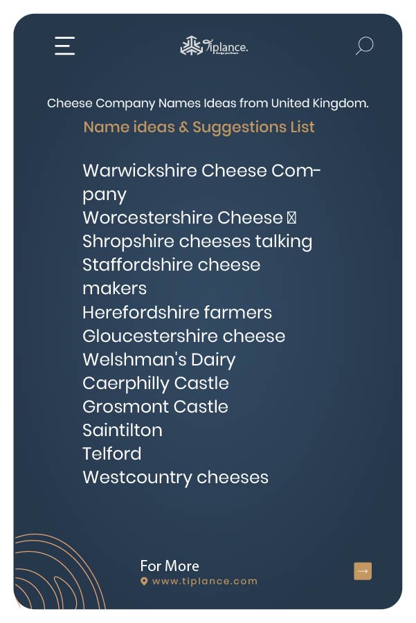 Cheese Company Names Ideas from United Kingdom.