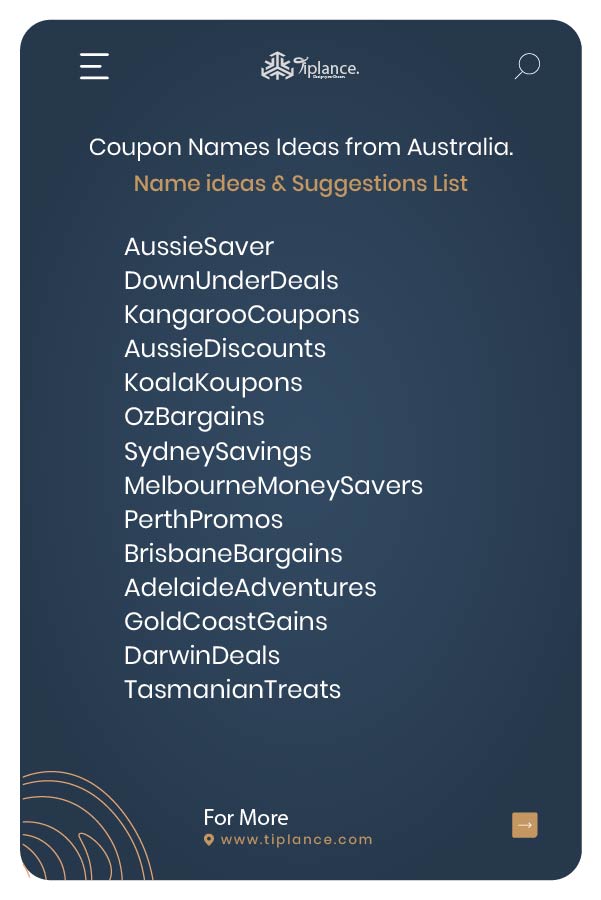 Coupon Names Ideas from Australia.