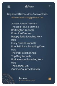 Dog Kennel Names Ideas from Australia.