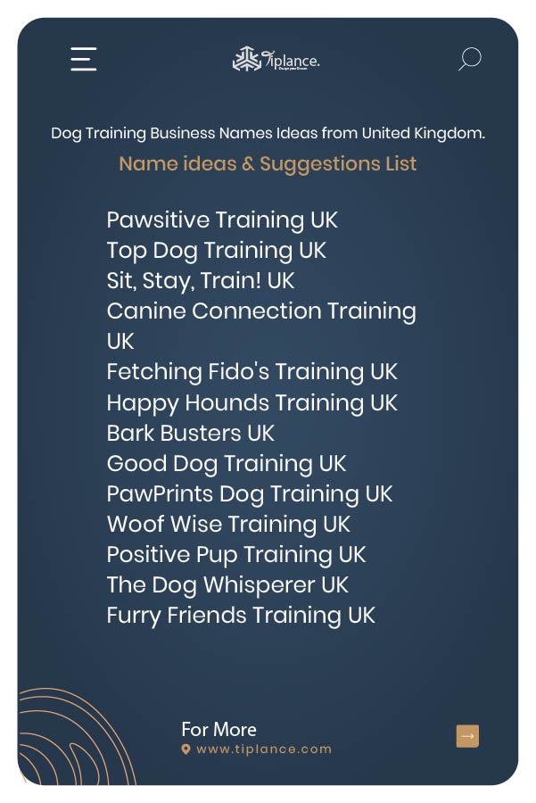 Dog Training Business Names Ideas from United Kingdom.