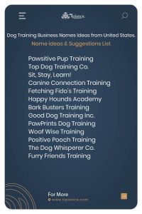 Dog Training Business Names Ideas from United States.