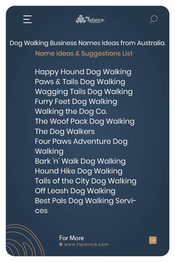 Dog Walking Business Names Ideas from Australia.