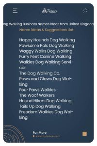 Dog Walking Business Names Ideas from United Kingdom.
