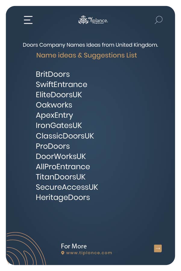 Doors Company Names Ideas from United Kingdom.