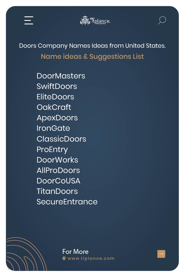 Doors Company Names Ideas from United States.