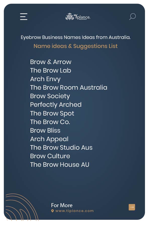 Eyebrow Business Names Ideas from Australia.