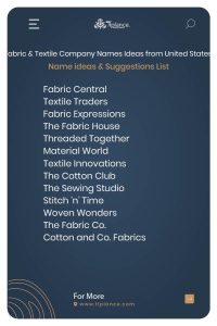 Fabric & Textile Company Names Ideas from United States.