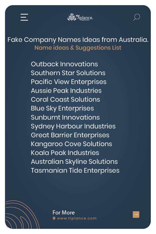 Fake Company Names Ideas from Australia.