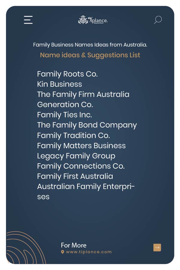 Family Business Names Ideas from Australia.