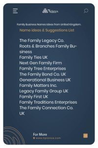 Family Business Names Ideas from United Kingdom.