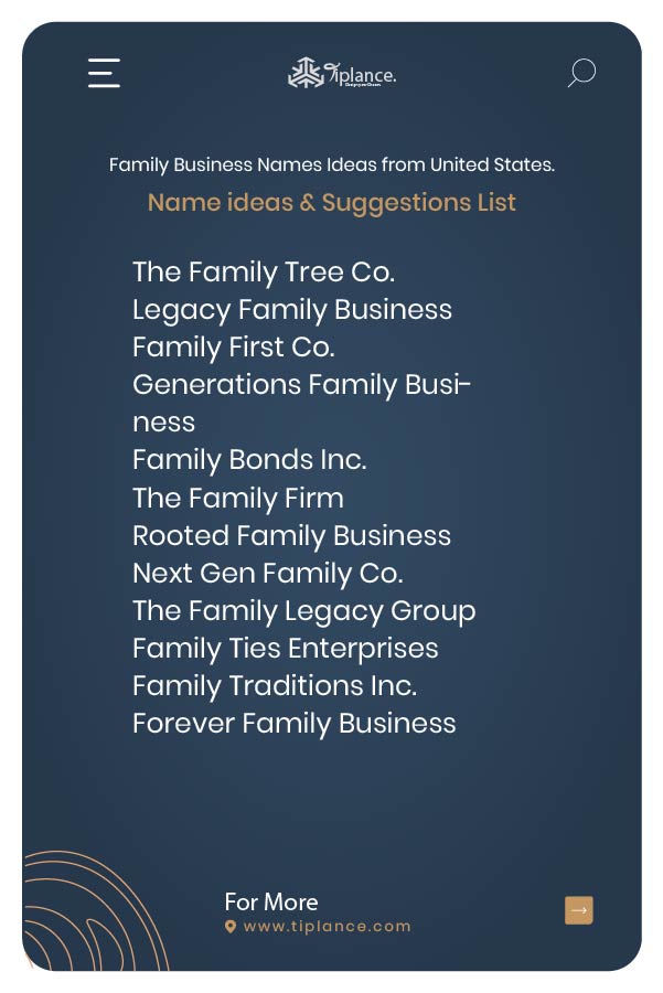 Family Business Names Ideas from United States.
