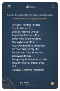 Fintech Company Names Ideas from Australia.