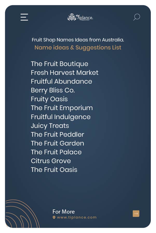 Fruit Shop Names Ideas from United Kingdom.