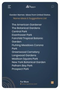 Garden Names Ideas from United States.