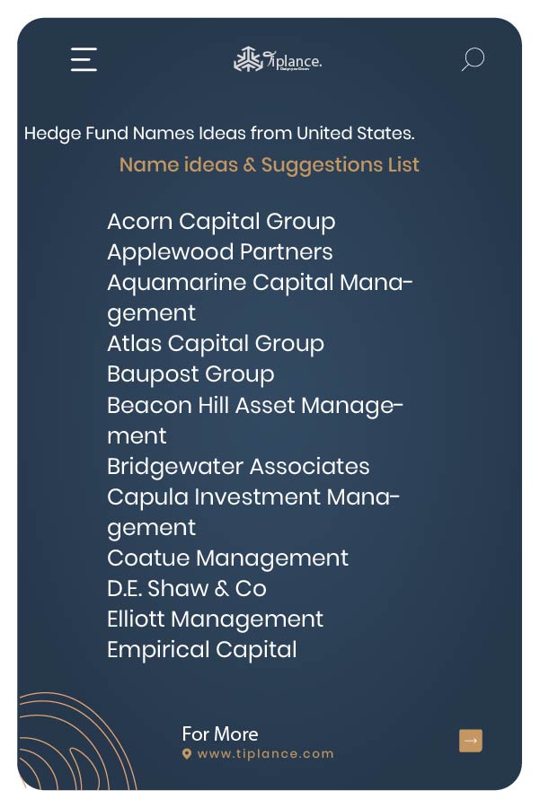 Hedge Fund Names Ideas from United States.