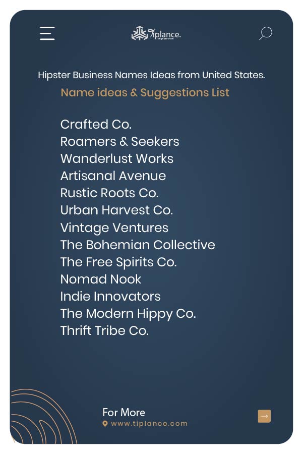 Hipster Business Names Ideas from United States.