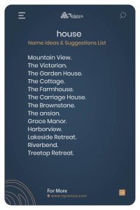 House Name Ideas from United States.