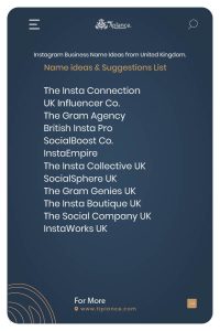 Instagram Business Name Ideas from United Kingdom.
