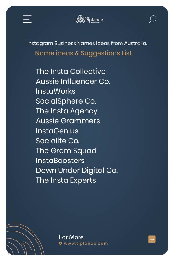 Instagram Business Names Ideas from Australia.