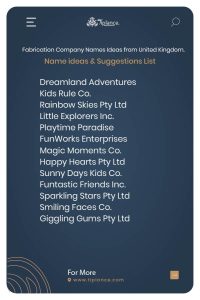 Kid Friendly Business Names Ideas from United Kingdom.