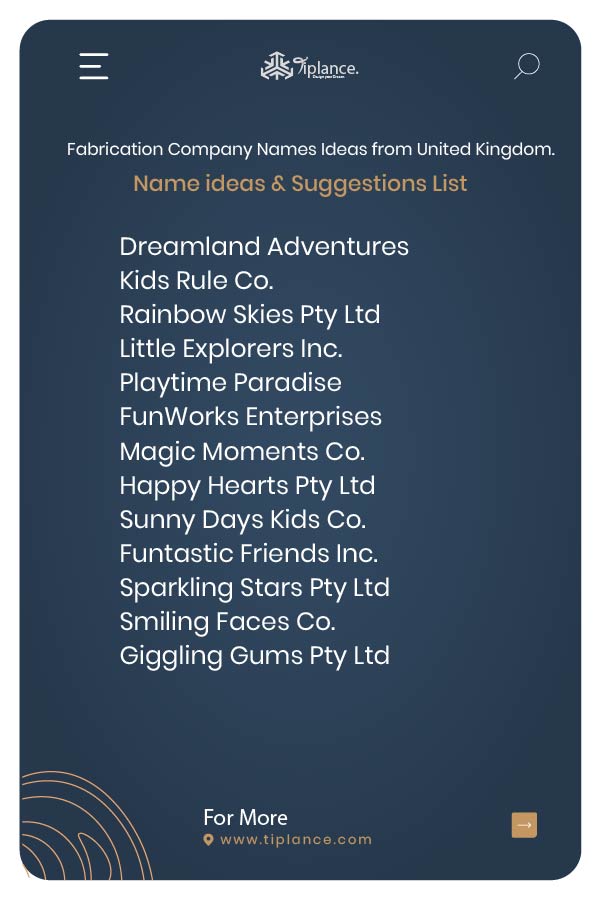 Kid Friendly Business Names Ideas from United Kingdom.