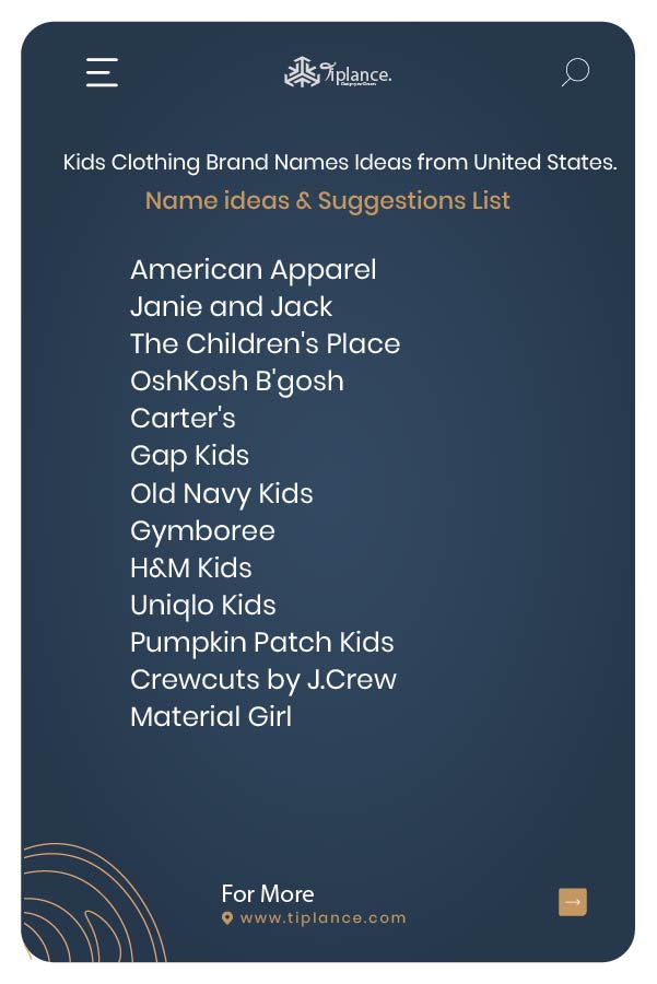 Kids Clothing Brand Names Ideas from United States.