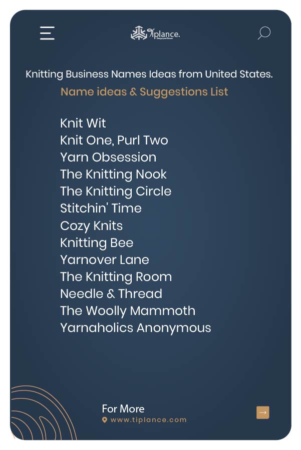 Knitting Business Names Ideas from Australia.