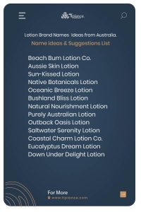 Lotion Brand Names Ideas from Australia.