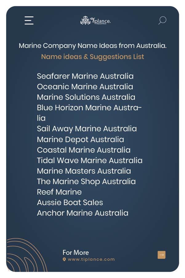 Marine Company Name Ideas from Australia.