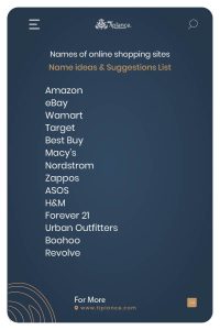 Names of online shopping sites