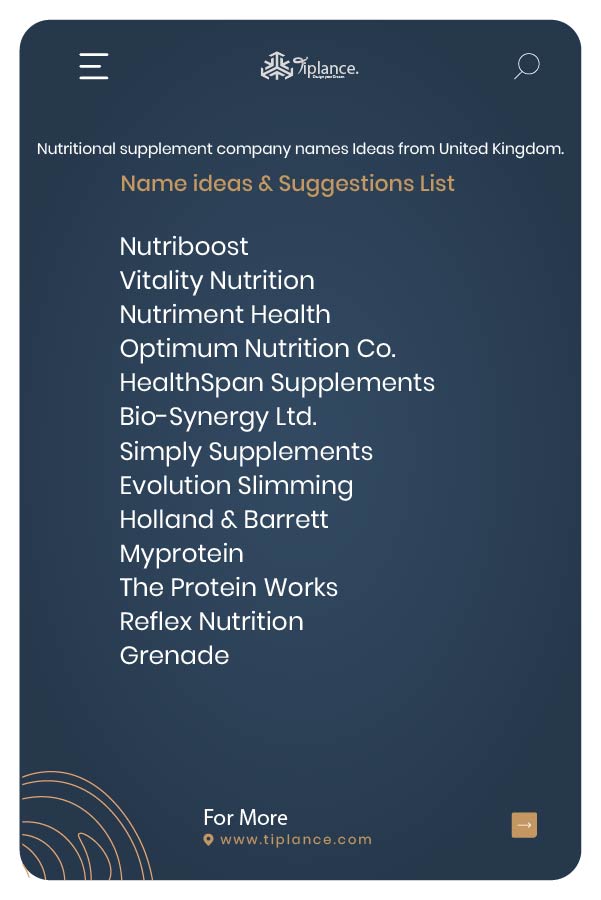 Nutritional supplement company names Ideas from Australia